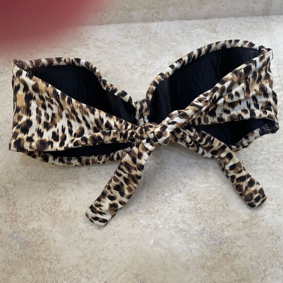 CARMEN MARC VALVO ZANZITAR SHIRRED BANDEAU IN LEOPARD PRINT - Picture 7 of 8
